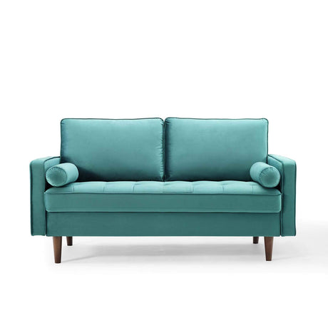 Valour Performance Velvet Loveseat, Teal Valour Performance Velvet Loveseat