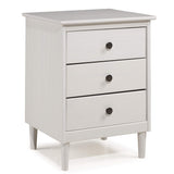 Modern 3 Drawer Nightstand - White