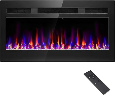 68 Inch Electric Fireplace Recessed and Wall Mounted