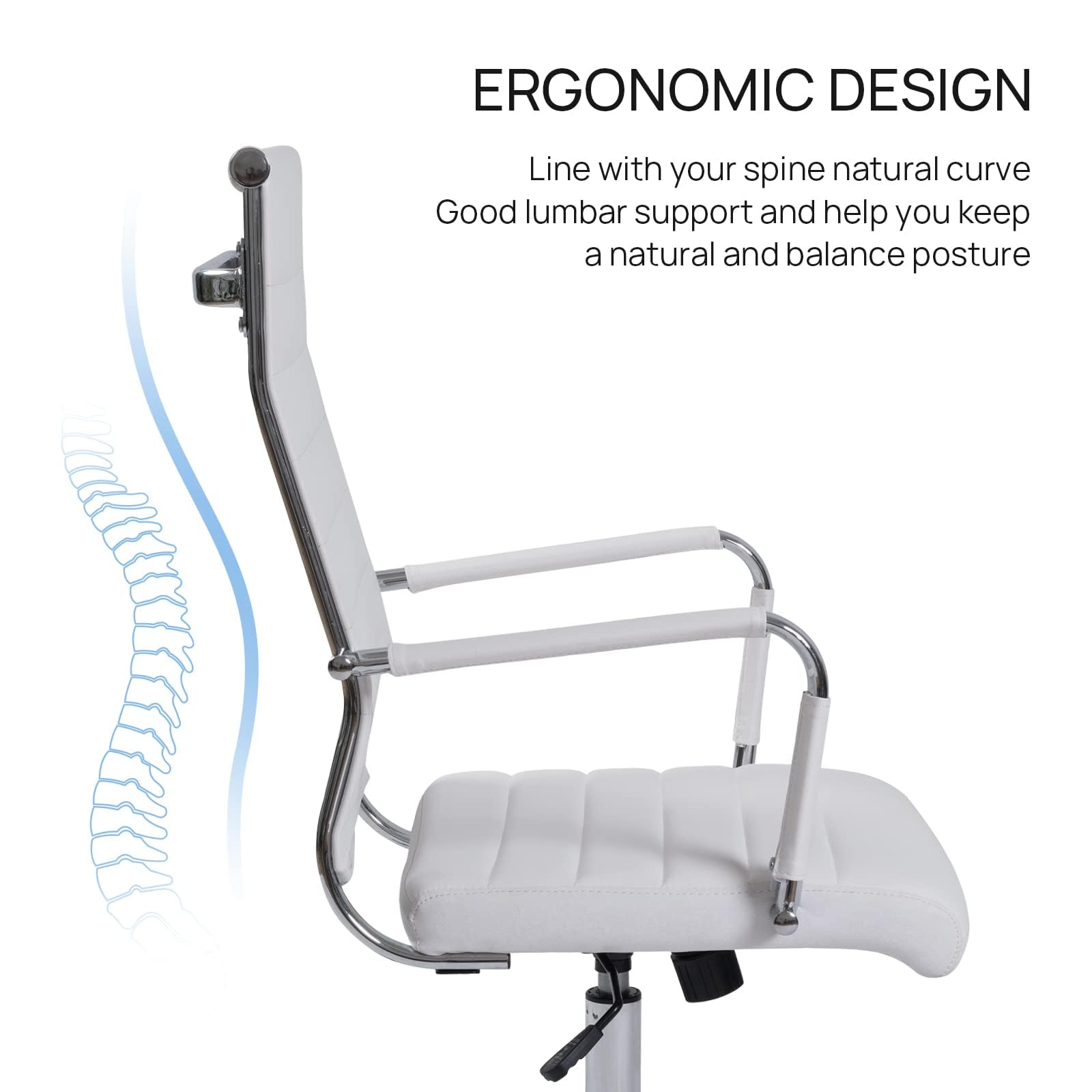 Office Task Chair Set of 6, Ergonomic Desk Chair Leather Conference Room Chairs