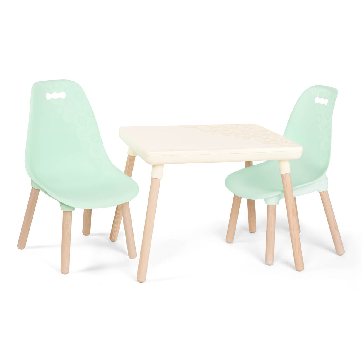 Table and Chair Set- Furniture For Toddlers- 1 Craft Table & 2 Chairs- Natural Wooden Legs