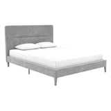 Westerleigh Upholstered Platform Bed with Minimalist Tufted Headboard, Wooden Slat