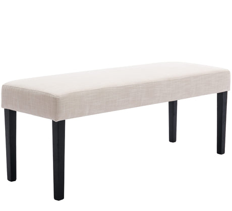 Farmhouse Linen Upholstered Dining Bench, 45" Long Dining Room Bench Seat with Black Wood Legs, Beige