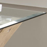 Tasha Beveled Glass Top, Cross-Tie Base, Elegant and Rustic Appearance