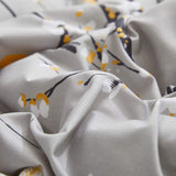 Gray Comforter Sheet Set Bed in a Bag 7 Pieces King Size Tree Branch Bloom Flower Spring Summer Bedding Set (1 Comforter 2 Pillow Shams 1 Tan Flat Sheet 1 Fitted Sheet 2 Pillowcases)