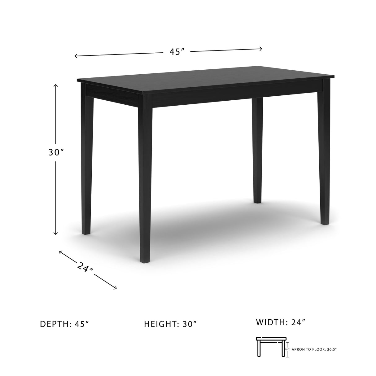 Kimonte Rectangular Dining Table - Contemporary Black Wood