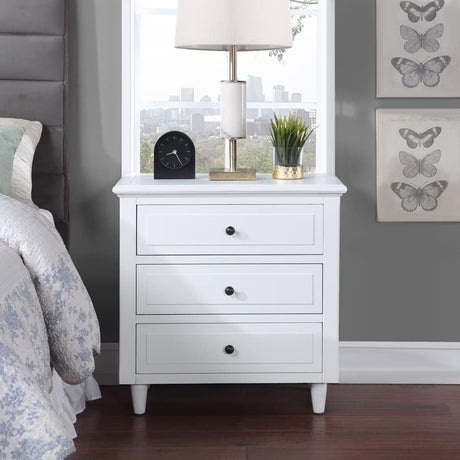 3-Drawer Nightstand,Modern Bedside Table for Bedroom,Wooden End Table,Storage Cabinet,Home Furniture（White）