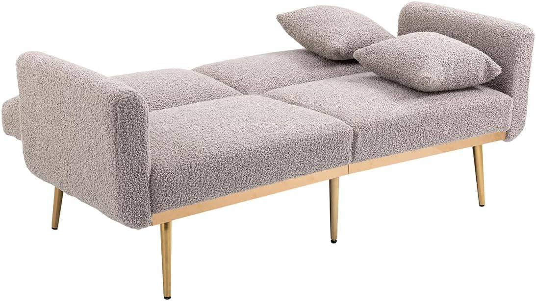 65" Teddy Sofa Couch,Convertible Futon Sofa Bed,Comfy Recliner Couch