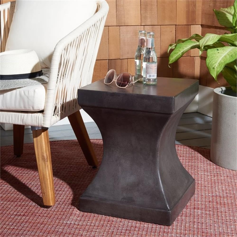 Outdoor Curby Black Modern Concrete Accent Table