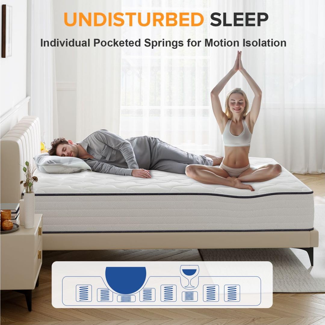 Full Size Mattress, 10 Inch Medium Firm Hybrid Mattress with Antistatic Breathable Euro