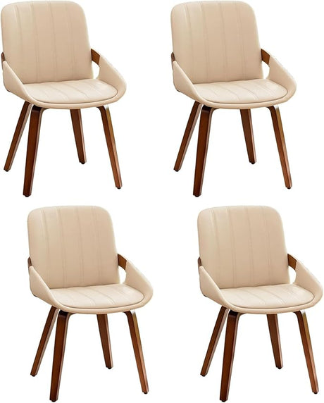 Mid Century Modern Faux Leather Upholstered Dining Chairs