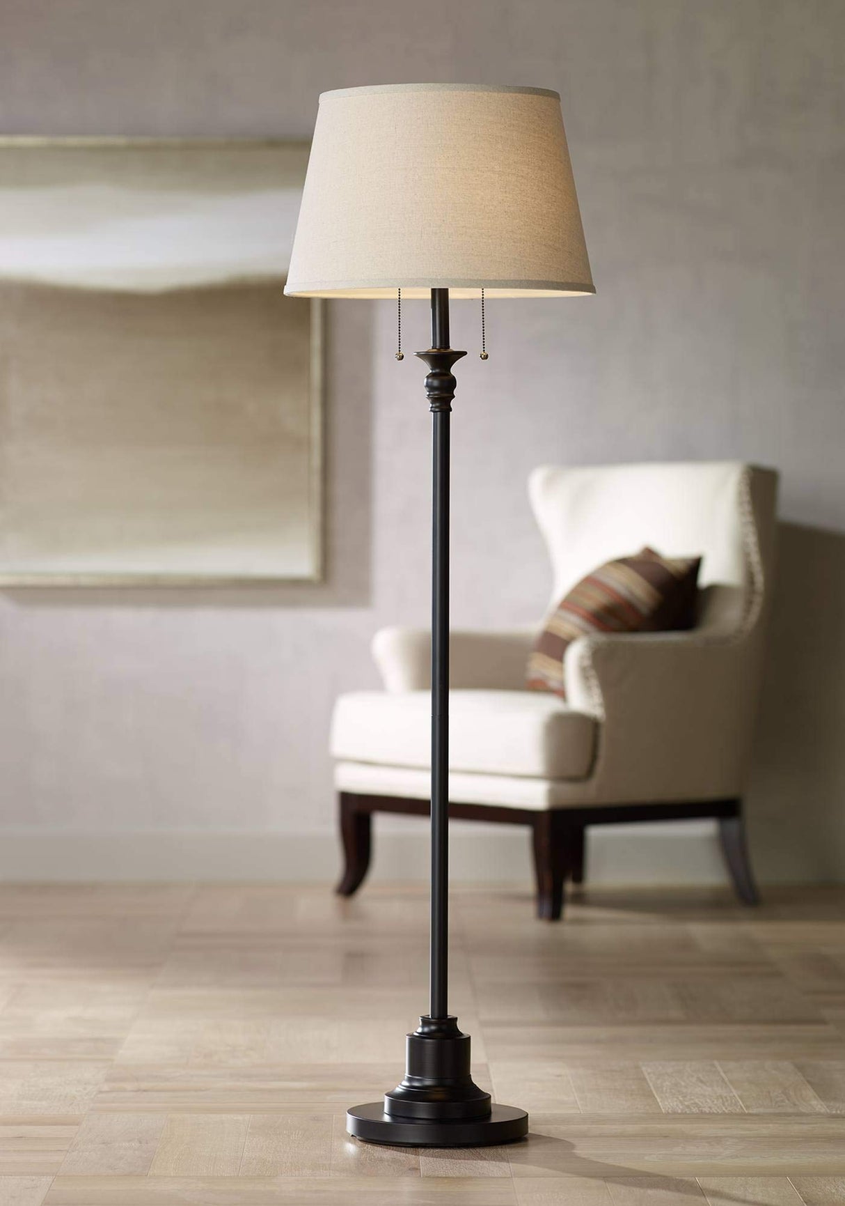 Spenser Traditional Floor Lamp Standing Exquisite 58" Tall Oiled Bronze Brown Metal Thin