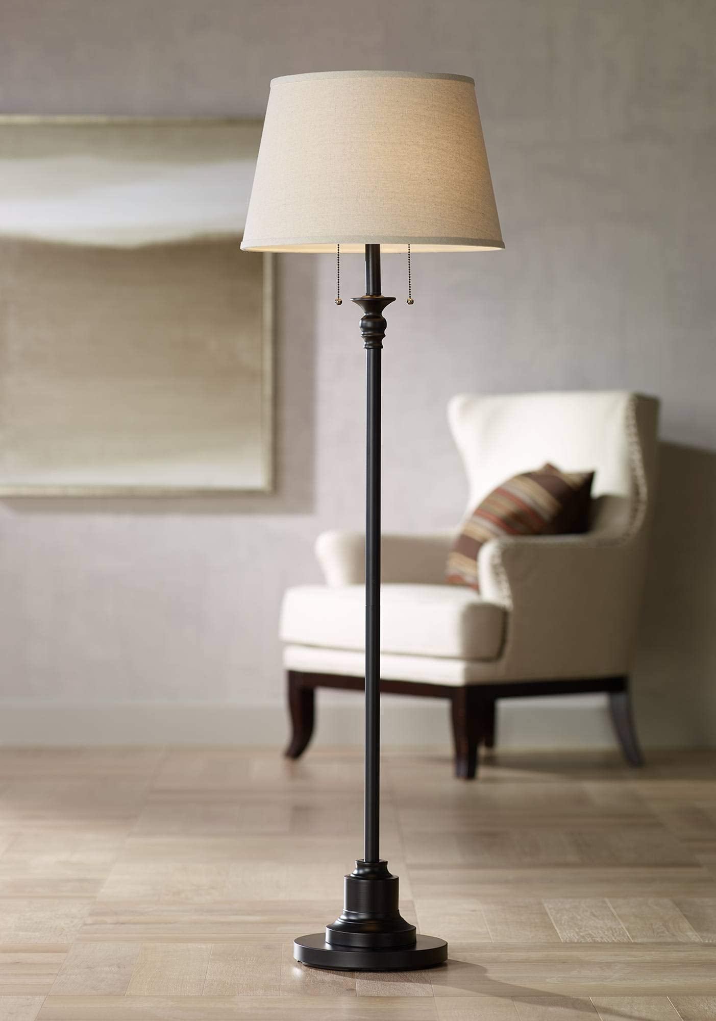 Spenser Traditional Floor Lamp Standing Exquisite 58" Tall Oiled Bronze Brown