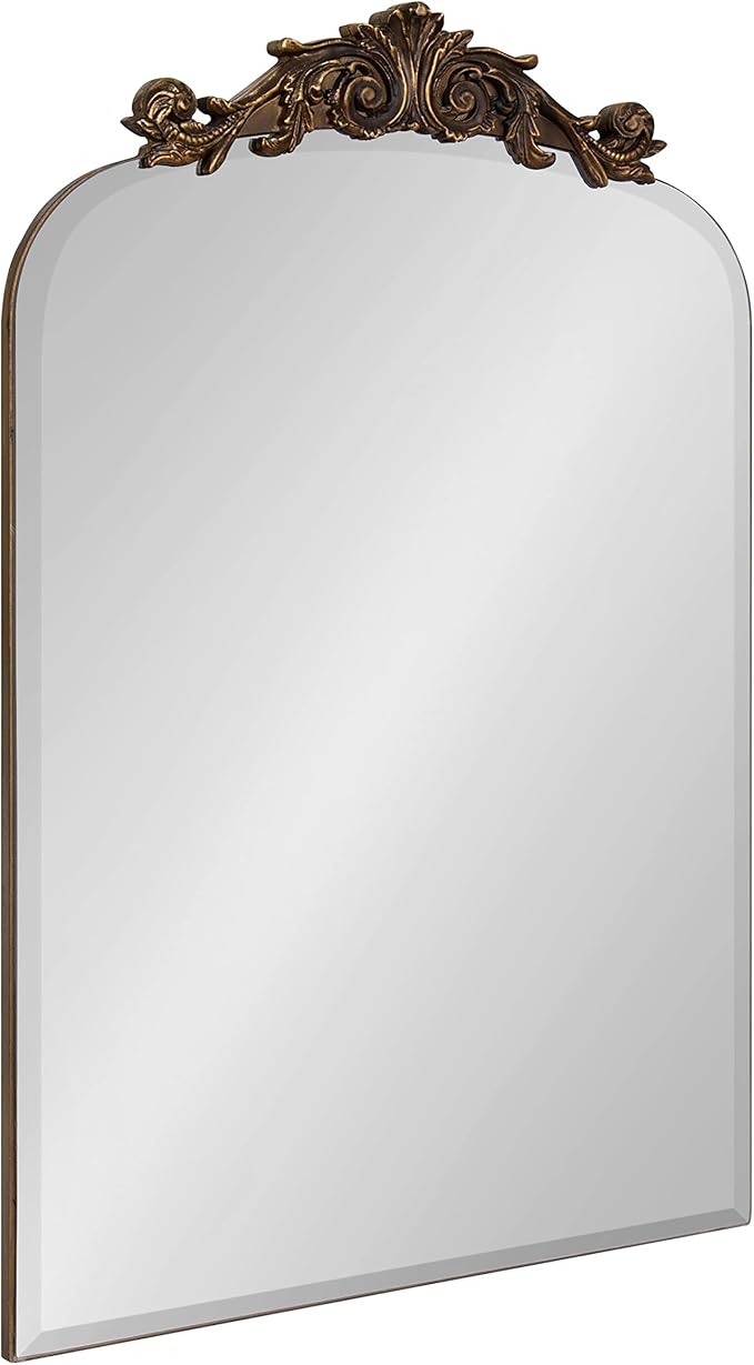 Frameless Arch Mirror,  Antique Gold, Arched Baroque Mirror