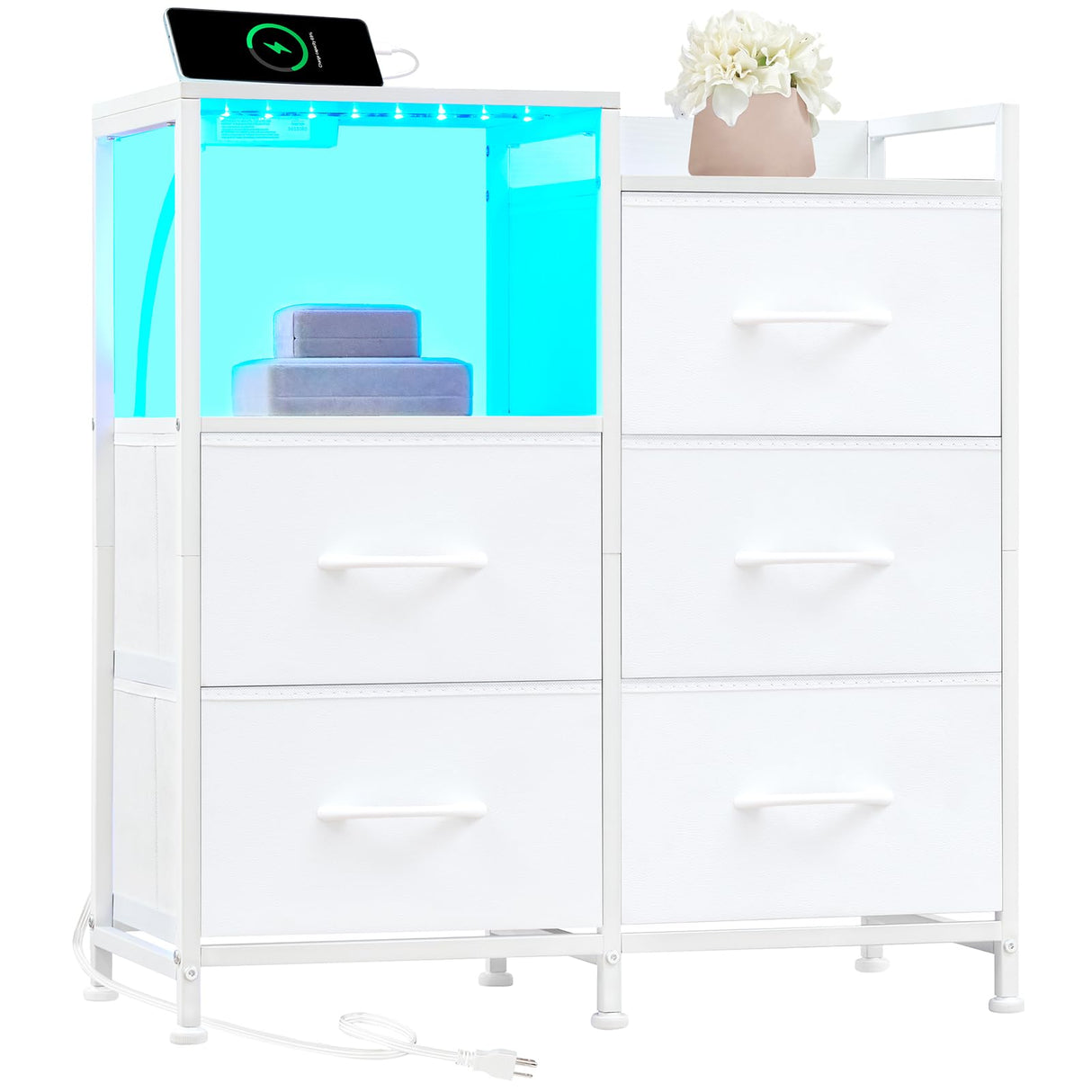 Bedroom with Charging Station and LED Light