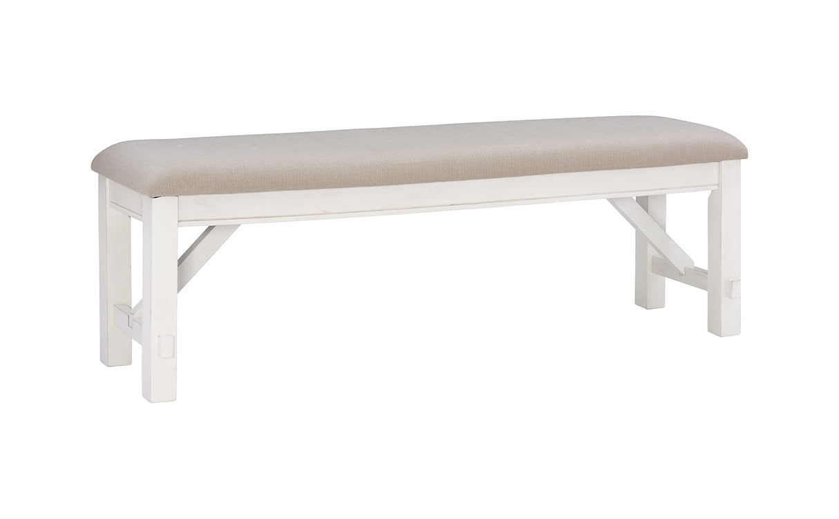 Company Powell Turino Distressed White Dining Bench