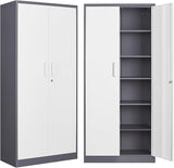 Metal Garage Storage Cabinet with 2 Doors and 5 Adjustable Shelves 71" Pantry Cabinet