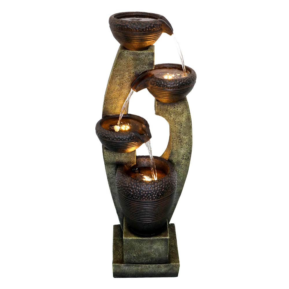 40” H Modern Outdoor Fountain - 4 Crocks Outdoor Garden Fountains