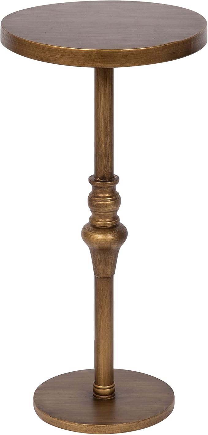 Stratton Round Pedestal Drink Table, 13 x 13 x 26, Bronze, Decorative Mini Table