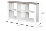 6-Shelf Modern Wood Storage Cube Bookcase, Square Organizer Cubby, White/Driftwood