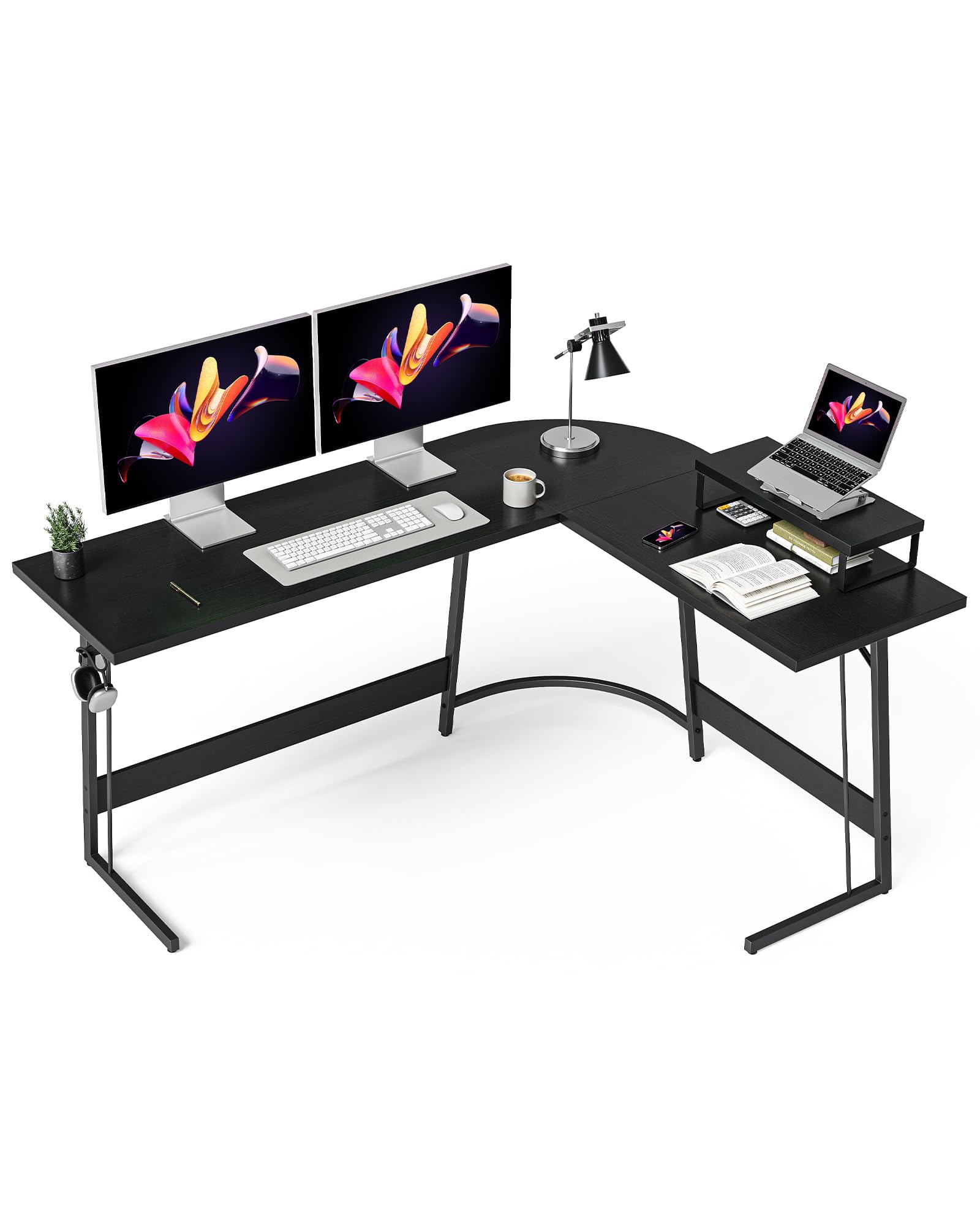 L Shaped Gaming Desk Computer Office Desk, 67 inch Corner Desk with Large Monitor Stand for Home Office Study Writing Workstation, Black