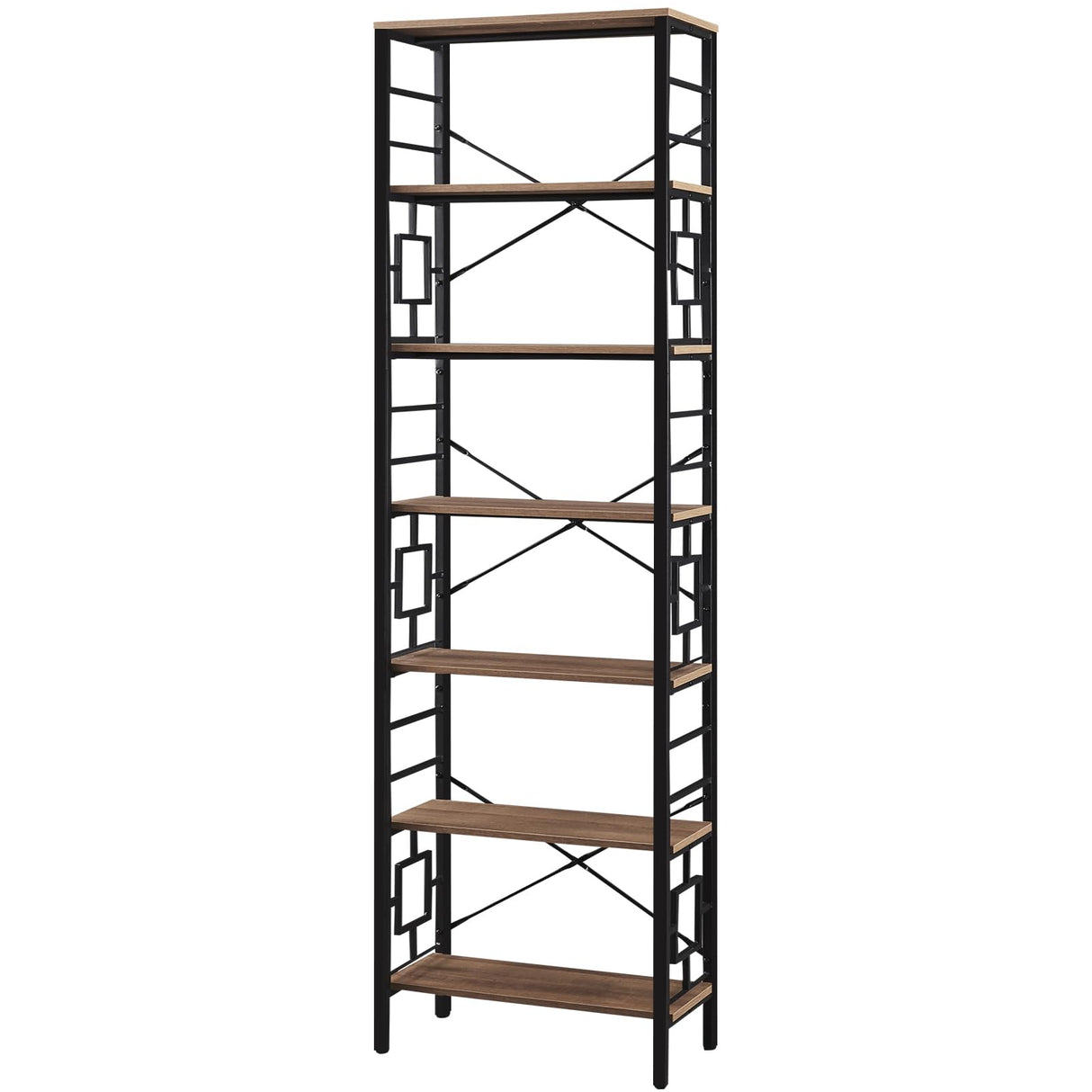 Tall Bookshelf, Industrial 7-Tier Bookshelf with Unique Design,