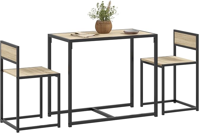 3-Piece Industrial Dining Table Set for 2, Kitchen Table and Chairs, Dining Room Sets for