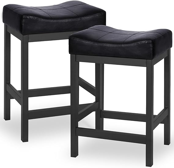 Bar Stools Set of 2, Counter Height Stools 24 Inch Saddle Stools