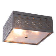 Square Pierced Ceiling Light with Chisel Design - Country Tin Finish