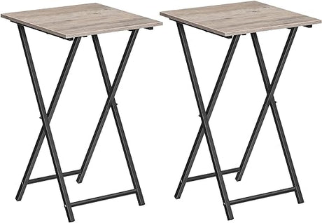 Folding TV Tray Tables, Set of 2 Wooden TV Trays Side Tables, Portable Sofa Snack Table