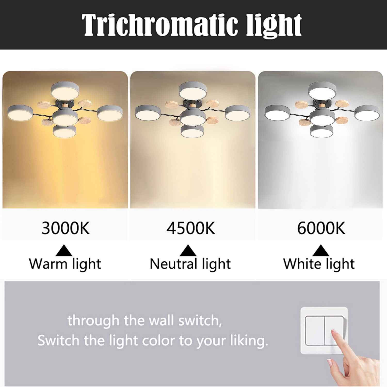 30 Inch LED Ceiling Light Fixture - 5-Light Dimmable Flush Mount