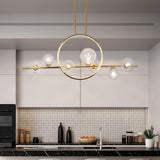 BULUXE Minimalist Island Lights for Kitchen, Pendant Lighting with Glass Globe Shade, 7 Light Ceiling Light Fixture Hanging for Dining Room Kitchen Island