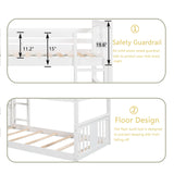 Montessori Floor Bunk Bed Twin Over Twin, Twin Bunk Bed with Slide and Ladder