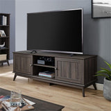 Modern TV Media Console Stand Entertainment Center with Two Doors and Adjustable Storage Shelves | Sturdy and Wide| Easy Assembly |Smoke Oak Wood Look Accent Living Room Home Furniture