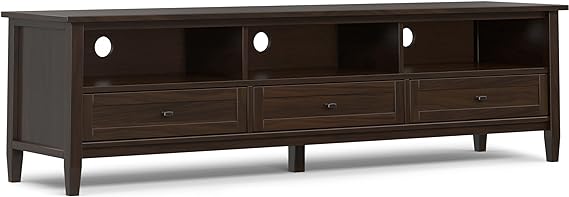 Lev SOLID WOOD 72 Inch Wide Contemporary TV Media Stand in Smoky Brown