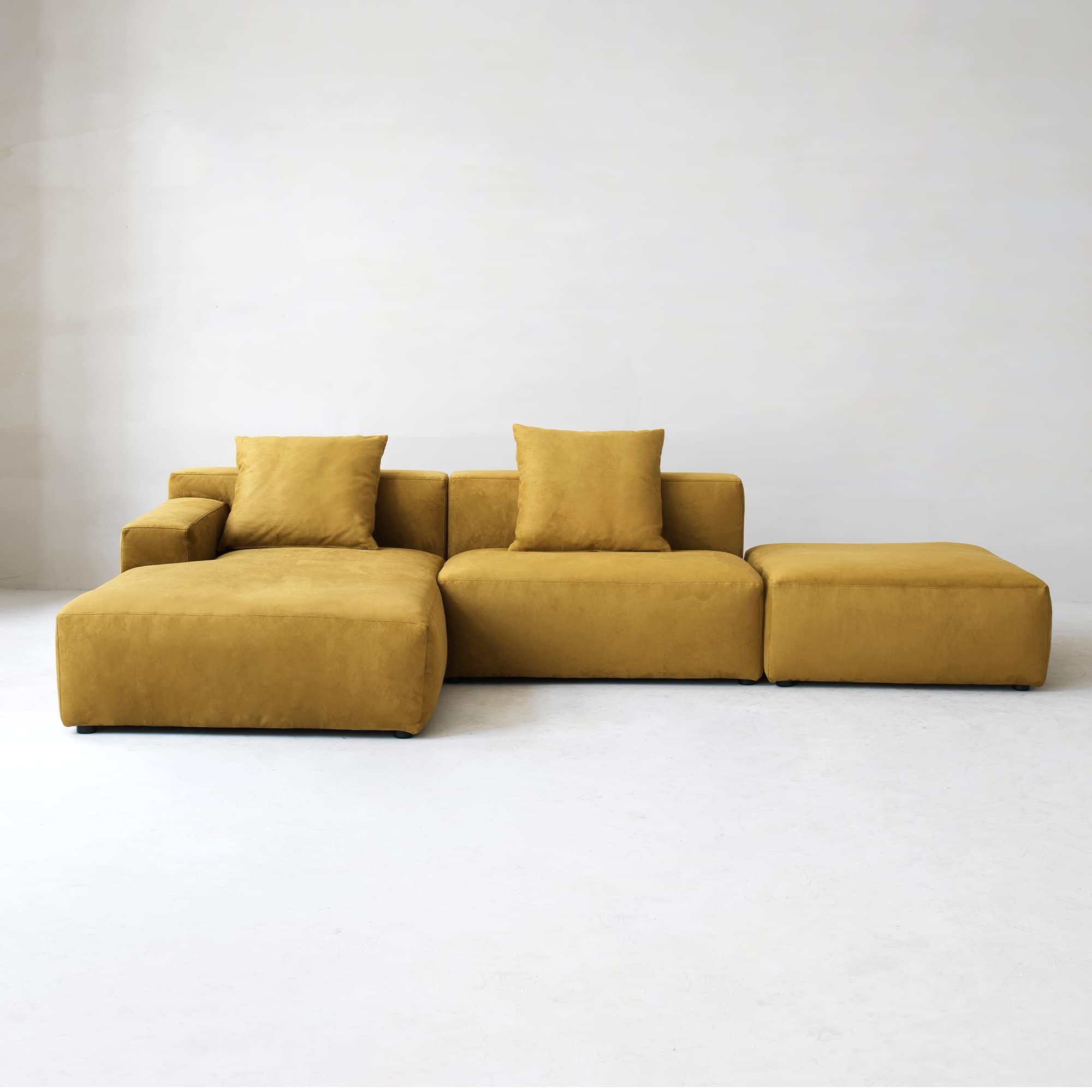 Luxury Modern Modular L-Shape Sectional Sofa Set, 3 Seat Upholstered Couch