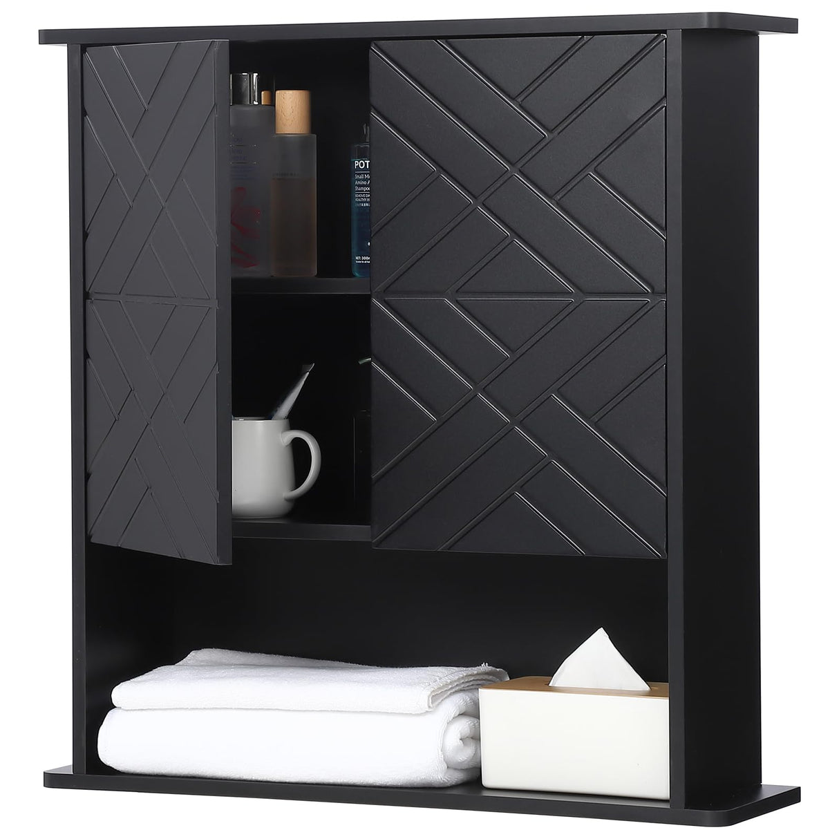 Bathroom Wall Cabinet with 2 Doors Adjustable Shelves, Bathroom and Living Room