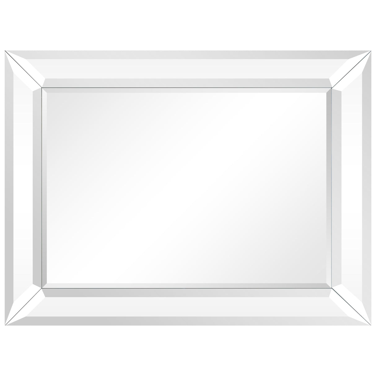 Rectangular Beveled Diamond Silver Framed Wall Mirror, Ready to Hang, Living Room