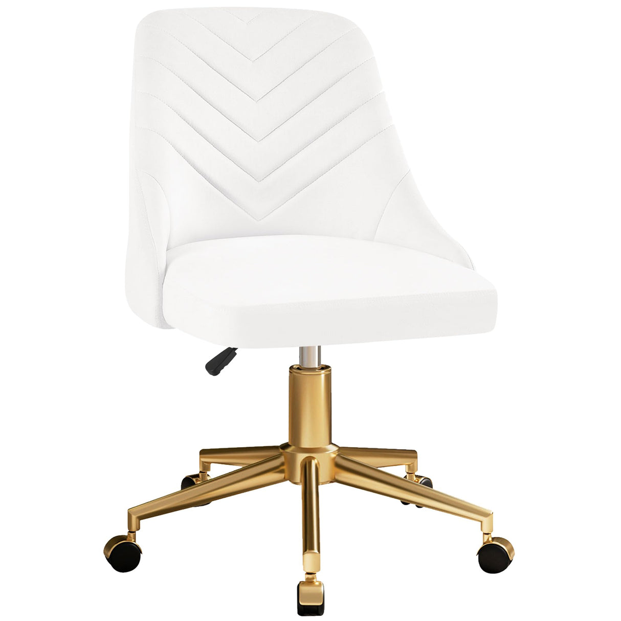 Velvet Vanity Desk Chair - Height Adjustable Swivel Office Chair with Gold Base