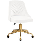 Velvet Vanity Desk Chair - Height Adjustable Swivel Office Chair with Gold Base