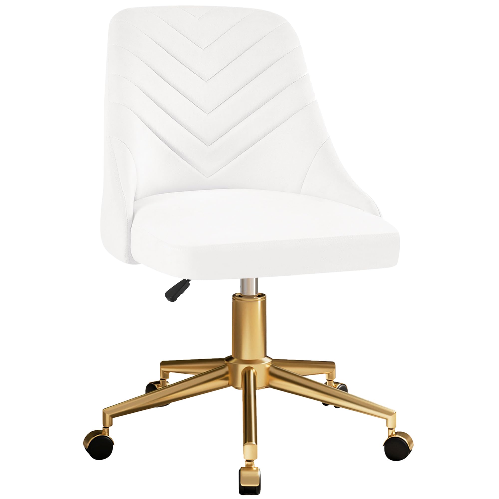 Velvet Vanity Desk Chair - Height Adjustable Swivel Office Chair with Gold Base