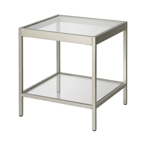 20" Wide Square Square Side Table in Nickel, Table for Living Room, Bedroom