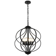 6-Light Black Chandelier, 18.9'' Modern Hanging Pendant Lights Kitchen Island