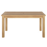DT60-79-Q688 60" Rectangular Acacia Dining Table with Umbrella Hole, Beige