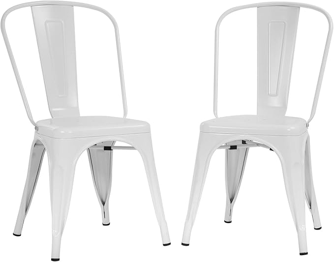 Metal Dining Chairs Set of 2 Patio Chair Indoor Outdoor Chairs Kitchen Metal Chairs