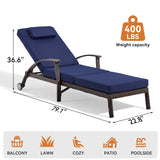 79.1''Chaise Lounge Chair Set Outdoor of 2, Patio Lounge Chair, Wicker Reclining Chair