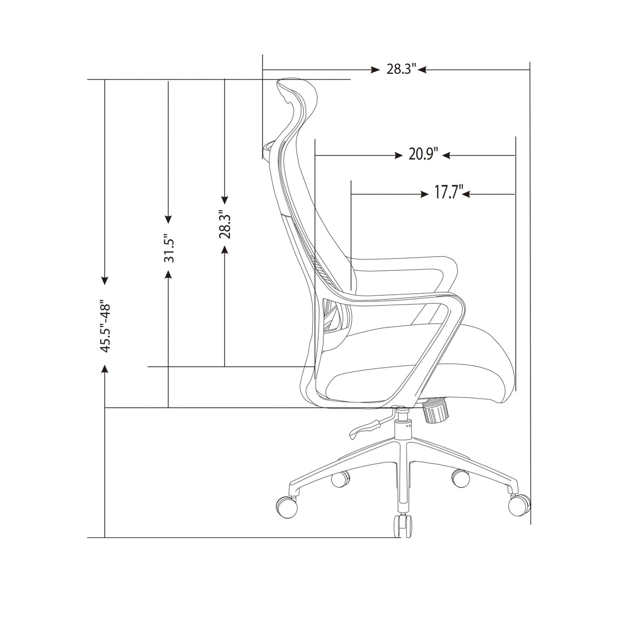 Lenzer Mesh High-Back Task Chair, Gray, BIFMA Compliant