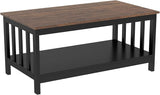 Mission Coffee Table, Black Wood Living Room Table with Shelf, 40 Black