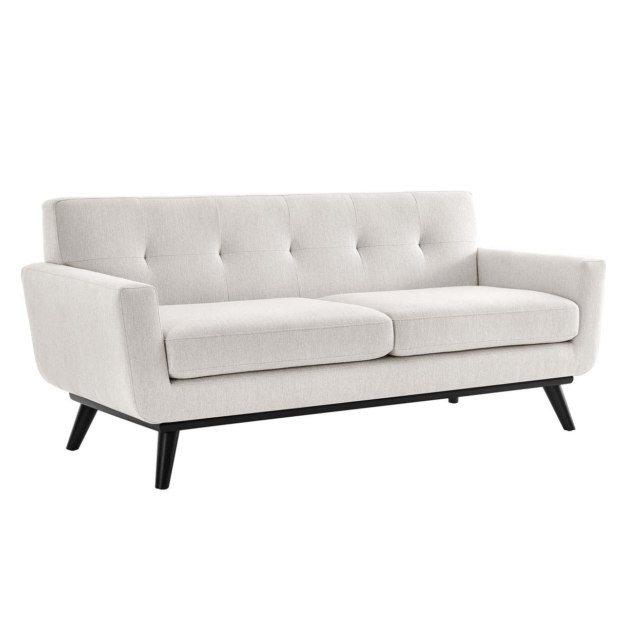 Engage Herringbone Fabric Loveseat, Ivory