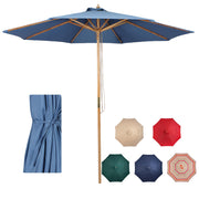 9ft Bamboo Umbrella, Outdoor Patio Umbrella, Waterproof Market Umbrella